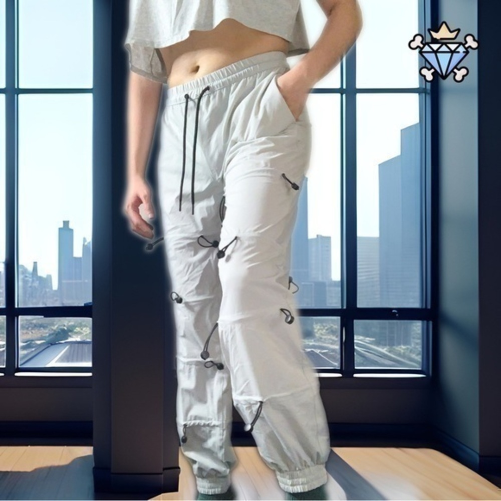 TOPMAN STONE TOGGLE DETAIL NYLON DRAWSTRING JOGGERS SIZE 32X32 STREETWEAR